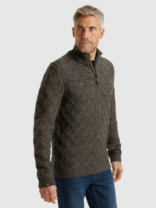 Vanguard Half zip collar wool blend mouline