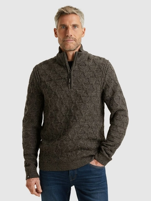 Vanguard Half zip collar wool blend mouline