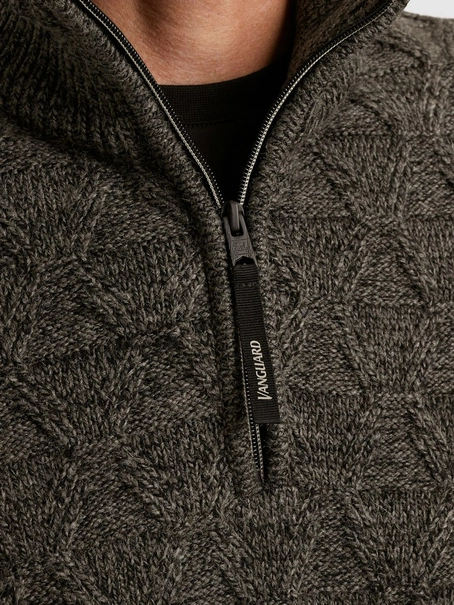 Vanguard Half zip collar wool blend mouline