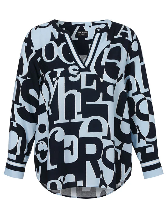 Via Appia Due Bluse V-Ausschnitt 1/1 Arm Druck