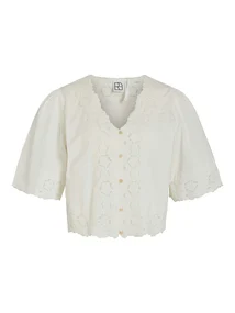 VILA ROUAMORY 2/4 V-NECK TOP