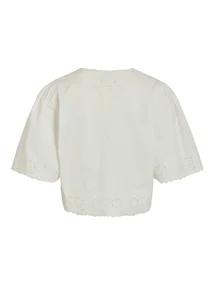 VILA ROUAMORY 2/4 V-NECK TOP