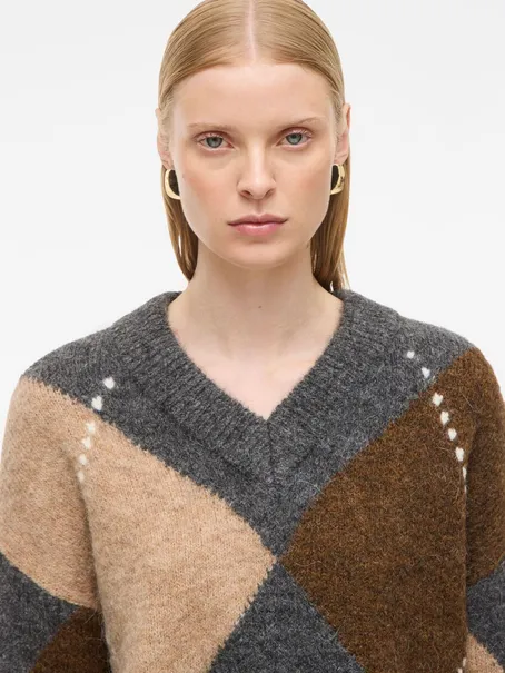 VILA ROUARGYLE LS V NECK KNIT