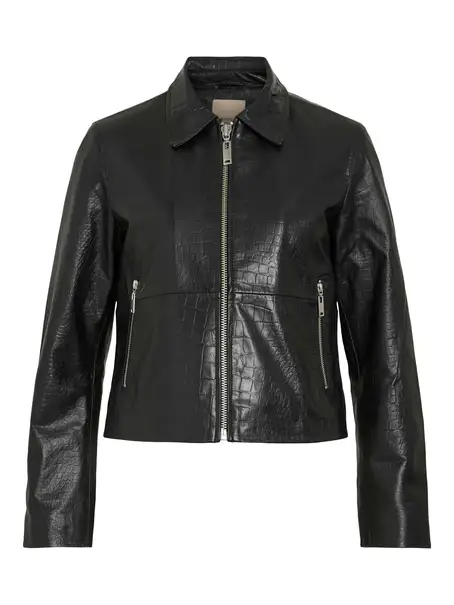 VILA ROUGISELE LS SHORT LEATHER JACKET
