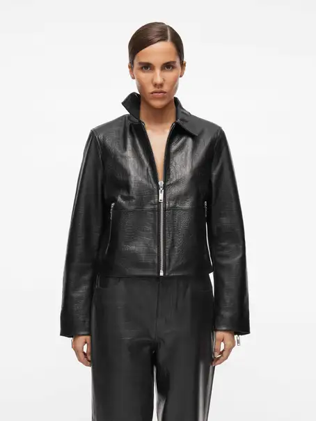 VILA ROUGISELE LS SHORT LEATHER JACKET