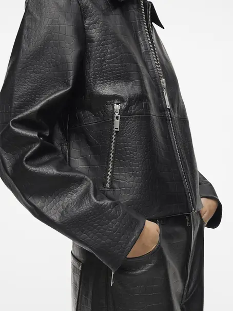 VILA ROUGISELE LS SHORT LEATHER JACKET
