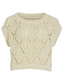 VILA ROUSEVERINE SS O-NECK KNIT TOP