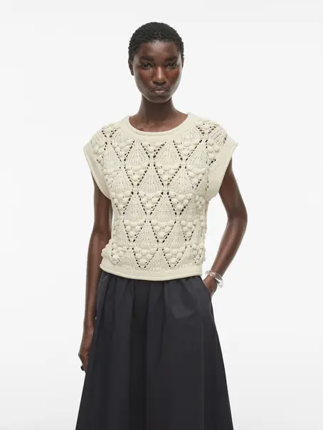 VILA ROUSEVERINE SS O-NECK KNIT TOP