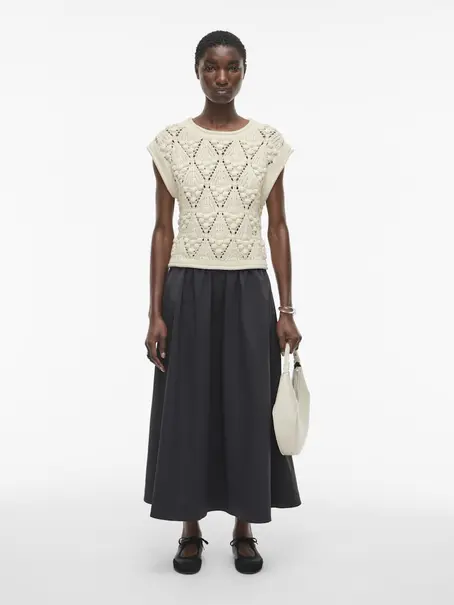 VILA ROUSEVERINE SS O-NECK KNIT TOP