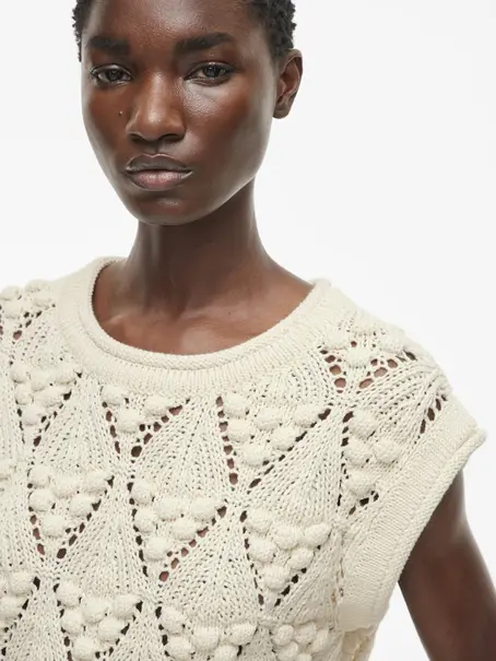 VILA ROUSEVERINE SS O-NECK KNIT TOP