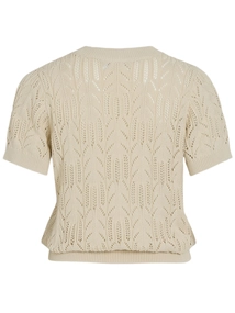 VILA VICOTTI S/S O-NECK KNIT TOP - NOOS
