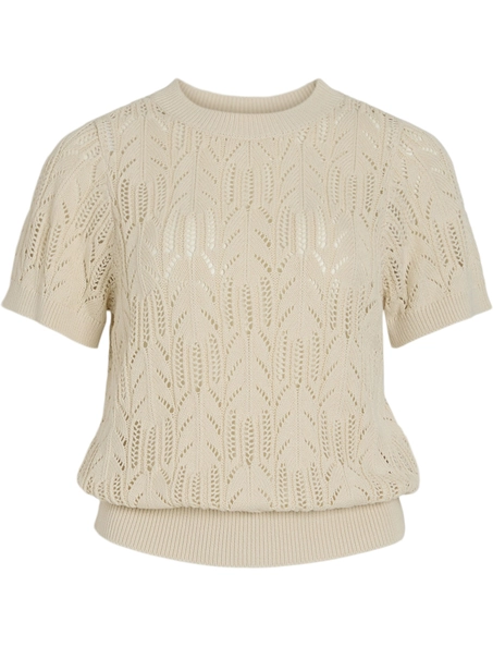 VILA VICOTTI S/S O-NECK KNIT TOP - NOOS