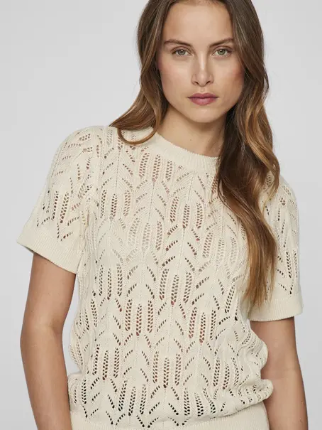 VILA VICOTTI S/S O-NECK KNIT TOP - NOOS