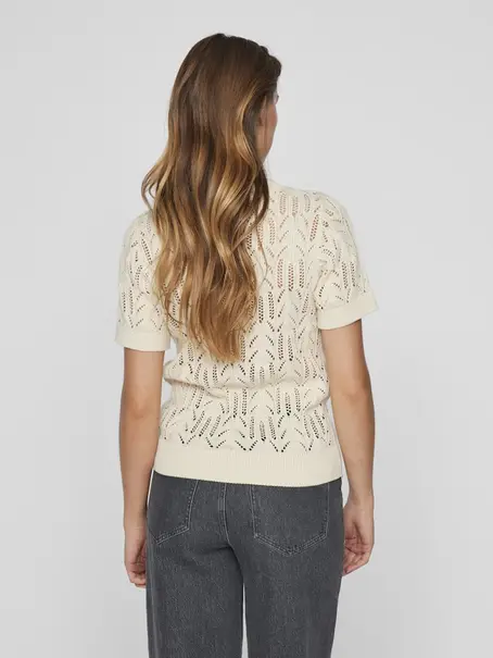 VILA VICOTTI S/S O-NECK KNIT TOP - NOOS