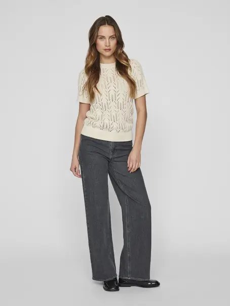 VILA VICOTTI S/S O-NECK KNIT TOP - NOOS