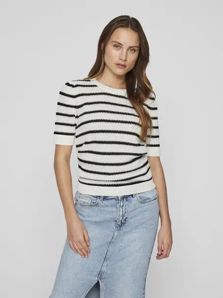 VILA VIDALO O-NECK S/S STRIPE KNIT-NOOS