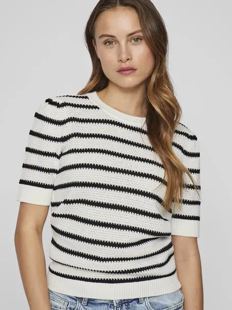 VILA VIDALO O-NECK S/S STRIPE KNIT-NOOS