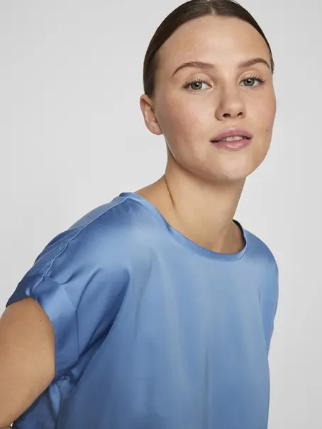 VILA VIELLETTE S/S SATIN TOP - NOOS