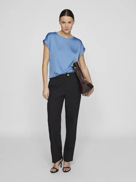 VILA VIELLETTE S/S SATIN TOP - NOOS