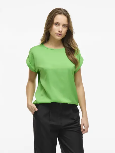VILA VIELLETTE S/S SATIN TOP - NOOS