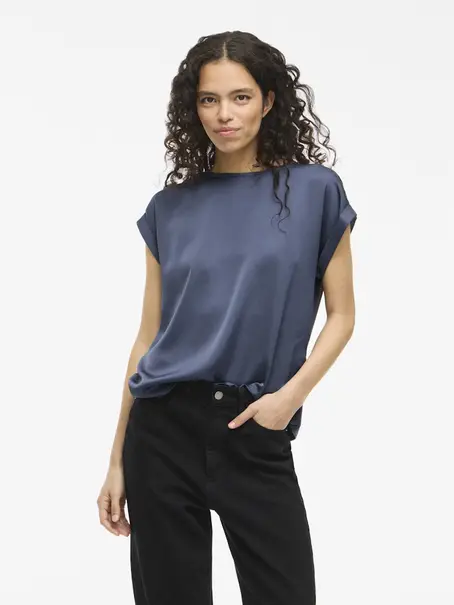 VILA VIELLETTE S/S SATIN TOP - NOOS