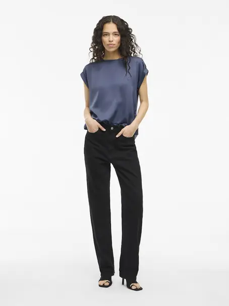 VILA VIELLETTE S/S SATIN TOP - NOOS
