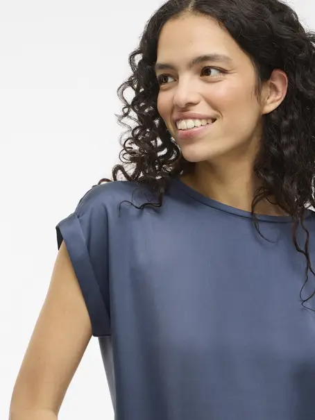 VILA VIELLETTE S/S SATIN TOP - NOOS