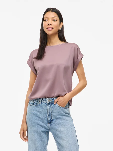 VILA VIELLETTE S/S SATIN TOP - NOOS