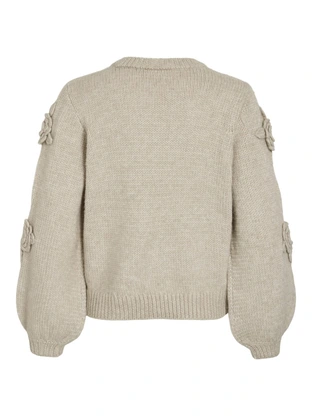 VILA VIFAYE O-NECK L/S EMBRODIERY KNIT T