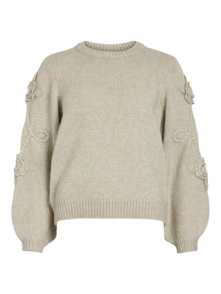 VILA VIFAYE O-NECK L/S EMBRODIERY KNIT T