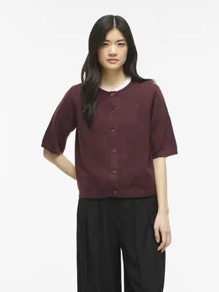 VILA VILIGA 2/4 O-NECK KNIT CARDIGAN - N