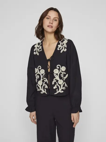 VILA VIPOLENE V-NECK L/S TOP/BFS