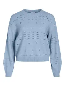VILA VIRIL L/S O-NECK POINTELLE KNIT TOP