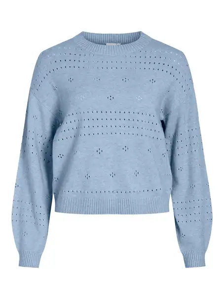 VILA VIRIL L/S O-NECK POINTELLE KNIT TOP