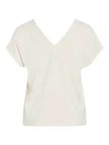 VILA VISYMA LACE V-NECK CAP SLEEVE TOP/D