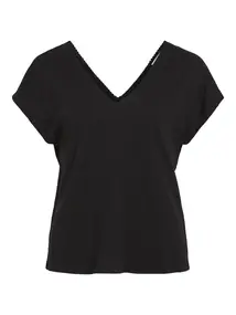 VILA VISYMA LACE V-NECK CAP SLEEVE TOP/D