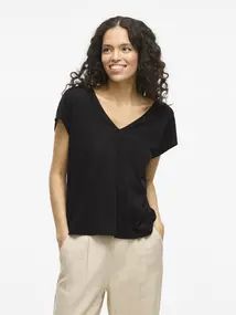 VILA VISYMA LACE V-NECK CAP SLEEVE TOP/D