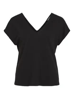VILA VISYMA LACE V-NECK CAP SLEEVE TOP/D