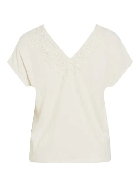 VILA VISYMA LACE V-NECK CAP SLEEVE TOP/D
