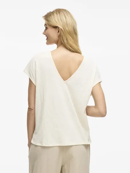 VILA VISYMA LACE V-NECK CAP SLEEVE TOP/D