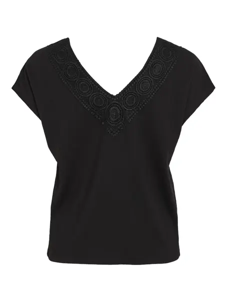 VILA VISYMA LACE V-NECK CAP SLEEVE TOP/D
