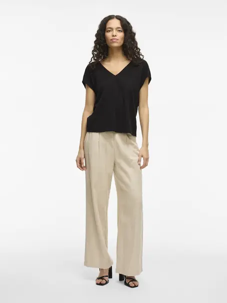 VILA VISYMA LACE V-NECK CAP SLEEVE TOP/D