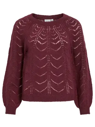 VILA VITULI O-NECK L/S DETAIL KNIT TOP/P