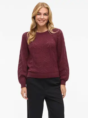 VILA VITULI O-NECK L/S DETAIL KNIT TOP/P