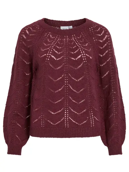 VILA VITULI O-NECK L/S DETAIL KNIT TOP/P