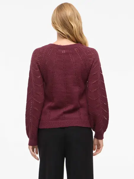 VILA VITULI O-NECK L/S DETAIL KNIT TOP/P