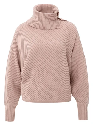 YAYA Batwing sweater with collar ls