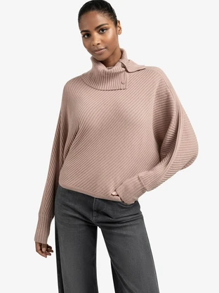YAYA Batwing sweater with collar ls