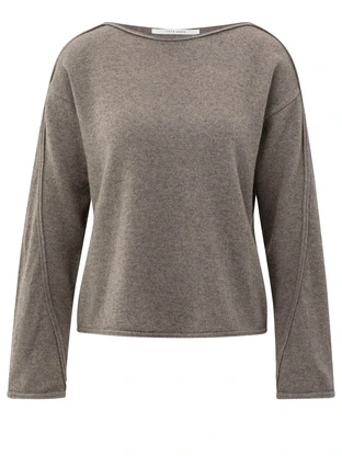 YAYA Boatneck sweater with fringes