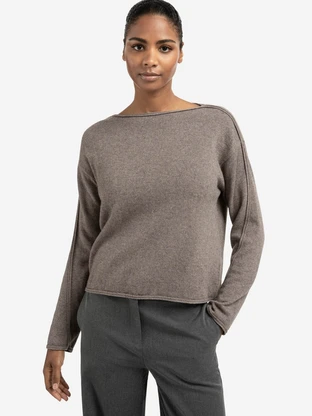 YAYA Boatneck sweater with fringes